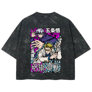 Playera streetwear premium de anime y gaming ExtraLife MX, corte boxy deluxe mineral wash heavyweight en color Acid Wash, moda urbana mexicana de culto.