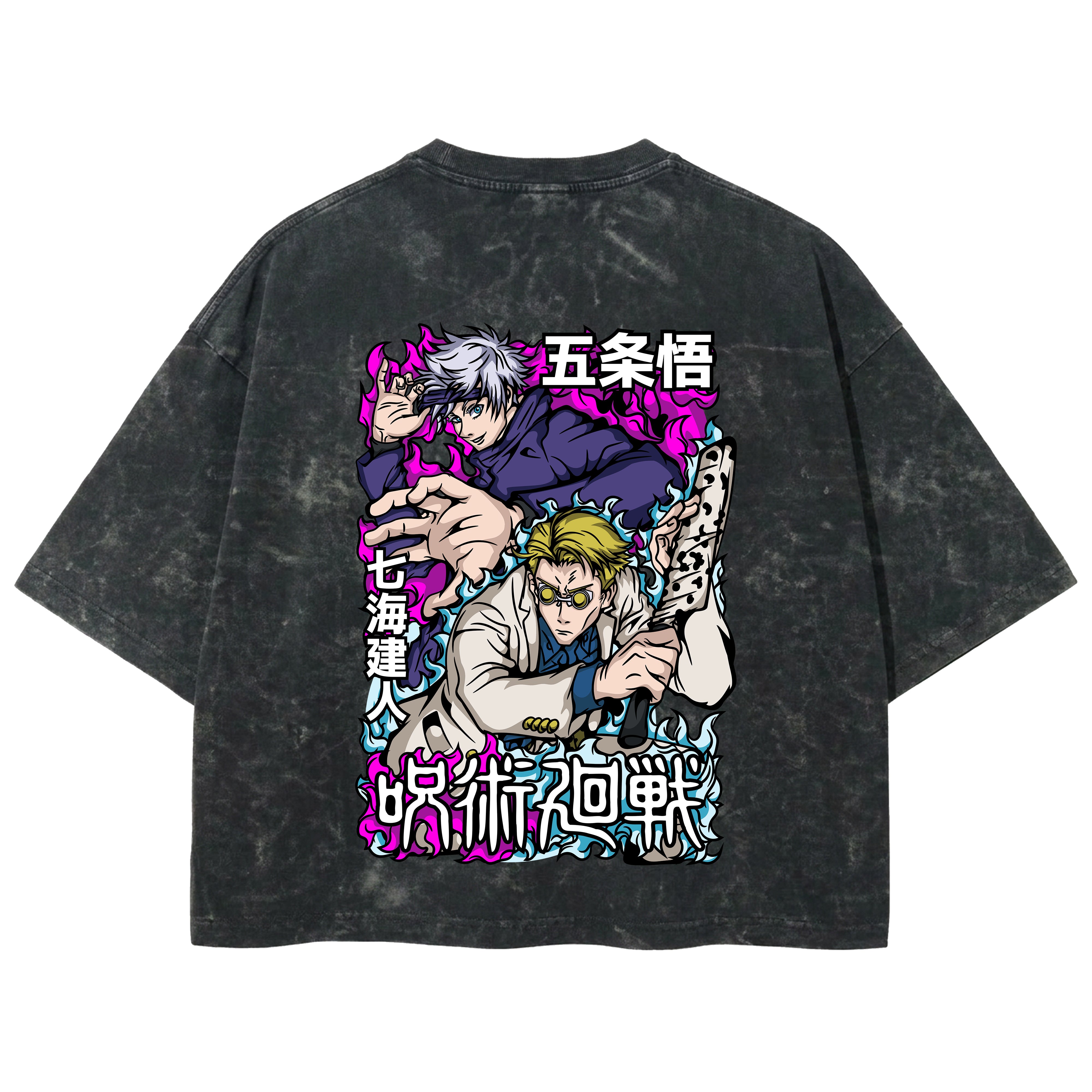 Playera streetwear premium de anime y gaming ExtraLife MX, corte boxy deluxe mineral wash heavyweight en color Acid Wash, moda urbana mexicana de culto.
