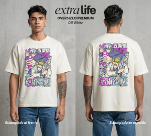 El Arte de las Maldiciones | El de Corbata y Filo #01852 - Playera Oversized Premium | Off White - Foto en modelo
