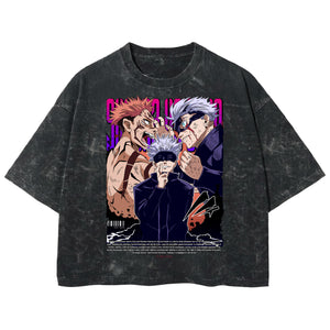 Playera streetwear premium de anime y gaming ExtraLife MX, corte boxy deluxe mineral wash heavyweight en color Acid Wash, moda urbana mexicana de culto.