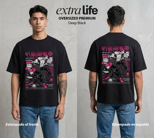 El Arte de las Maldiciones | El Ser del Caos Antiguo #01862 - Playera Oversized Premium | Deep Black - Foto en modelo