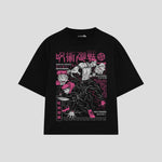 Playera streetwear premium de anime y gaming ExtraLife MX, corte oversized drop shoulder ligero y fresco en color Deep Black y Off-White, moda urbana mexicana de culto.