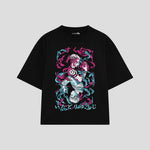 Playera streetwear premium de anime y gaming ExtraLife MX, corte oversized drop shoulder ligero y fresco en color Deep Black y Off-White, moda urbana mexicana de culto.