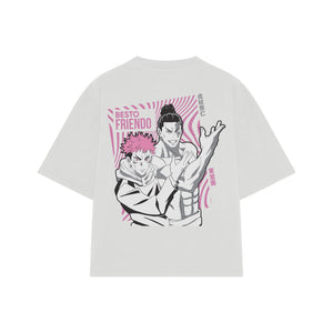 Playera streetwear premium de anime y gaming ExtraLife MX, corte oversized drop shoulder ligero y fresco en color Deep Black y Off-White, moda urbana mexicana de culto.