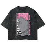 Playera streetwear premium de anime y gaming ExtraLife MX, corte boxy deluxe mineral wash heavyweight en color Acid Wash, moda urbana mexicana de culto.