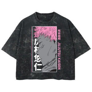 Playera streetwear premium de anime y gaming ExtraLife MX, corte boxy deluxe mineral wash heavyweight en color Acid Wash, moda urbana mexicana de culto.