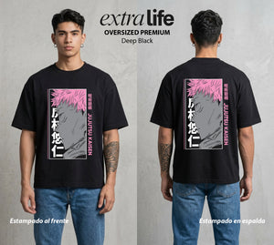 El Arte de las Maldiciones | El Corazon del Poder #01866 - Playera Oversized Premium | Deep Black - Foto en modelo