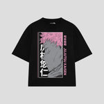 Playera streetwear premium de anime y gaming ExtraLife MX, corte oversized drop shoulder ligero y fresco en color Deep Black y Off-White, moda urbana mexicana de culto.