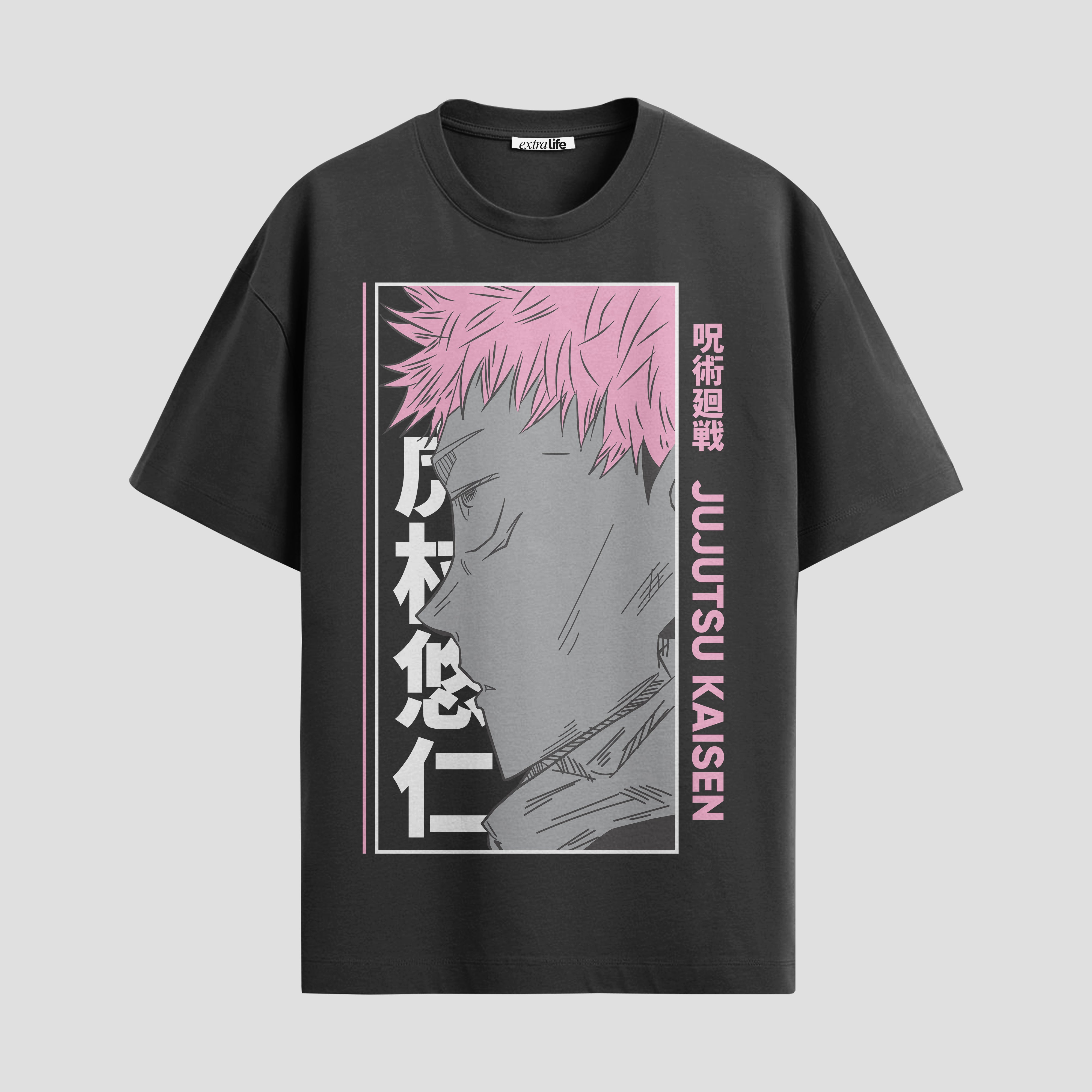 Playera urbana de anime y gaming ExtraLife MX, corte Standard Fit unisex ligero y transpirable en color Deep Black y Pure White, ropa de uso diario para gym y casual.