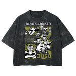 Playera streetwear premium de anime y gaming ExtraLife MX, corte boxy deluxe mineral wash heavyweight en color Acid Wash, moda urbana mexicana de culto.