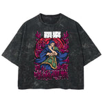 Playera streetwear premium de anime y gaming ExtraLife MX, corte boxy deluxe mineral wash heavyweight en color Acid Wash, moda urbana mexicana de culto.