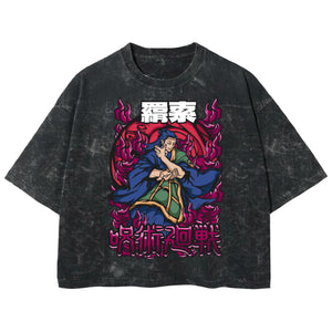 Playera streetwear premium de anime y gaming ExtraLife MX, corte boxy deluxe mineral wash heavyweight en color Acid Wash, moda urbana mexicana de culto.