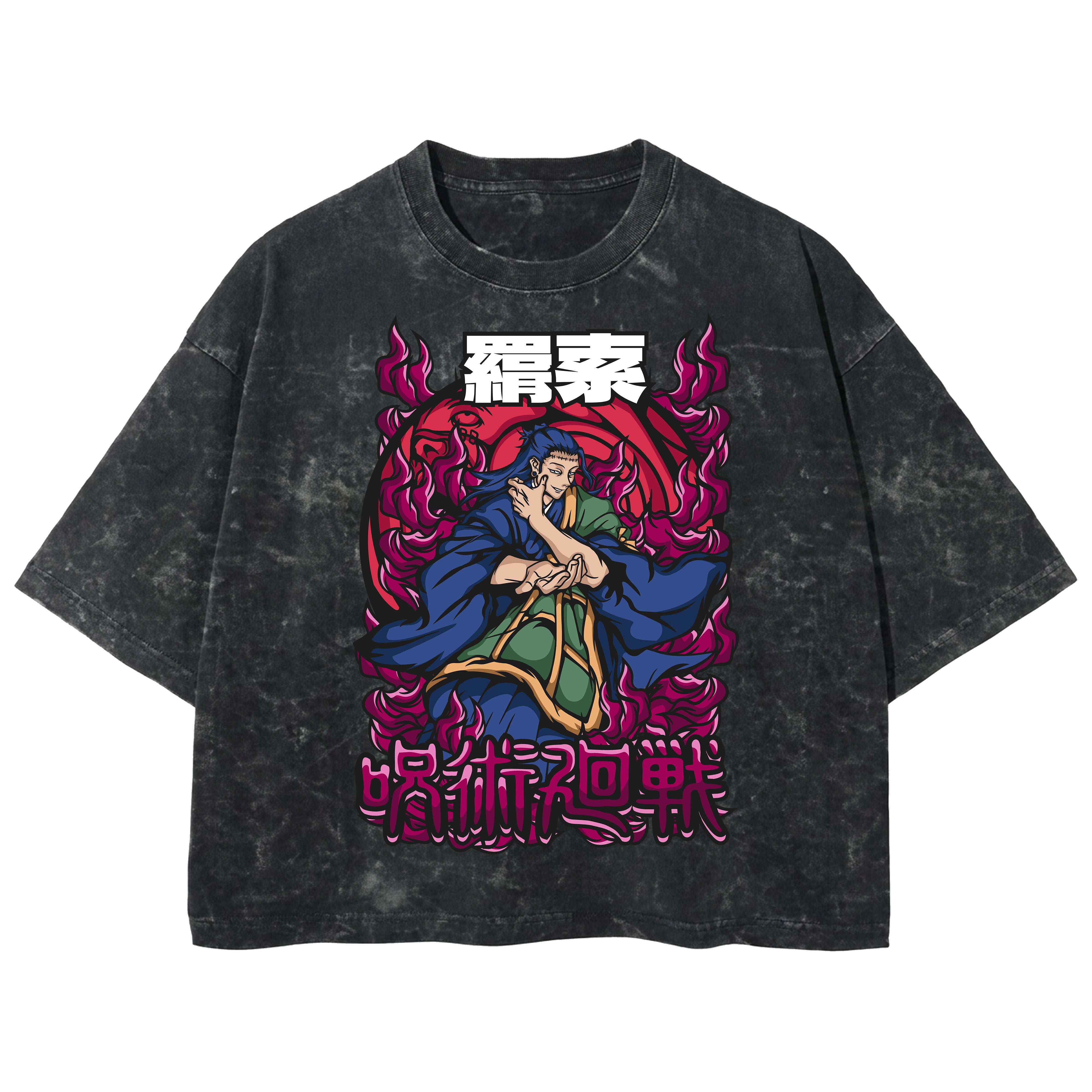 Playera streetwear premium de anime y gaming ExtraLife MX, corte boxy deluxe mineral wash heavyweight en color Acid Wash, moda urbana mexicana de culto.