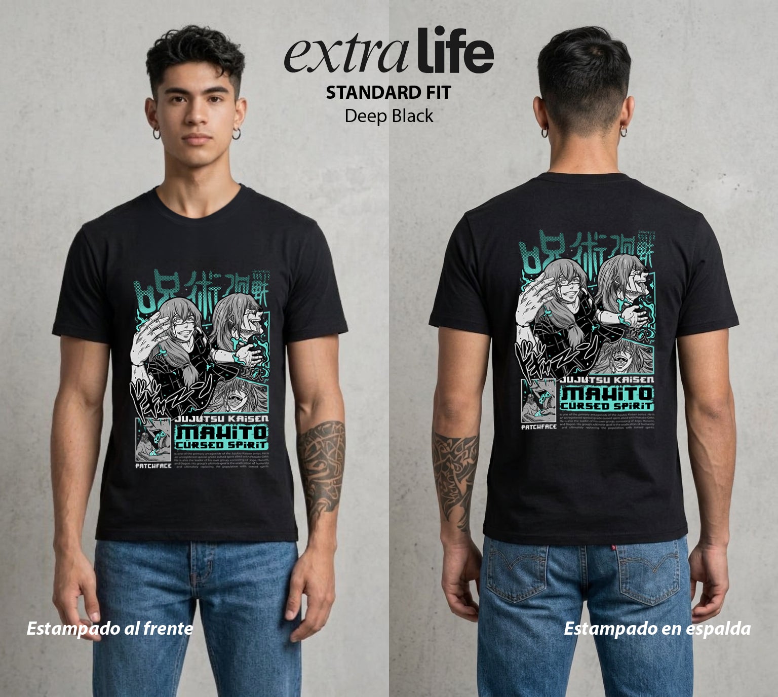 El Arte de las Maldiciones | El Alma del Caos #01870 - Playera Standard Fit | Deep Black - Foto en modelo