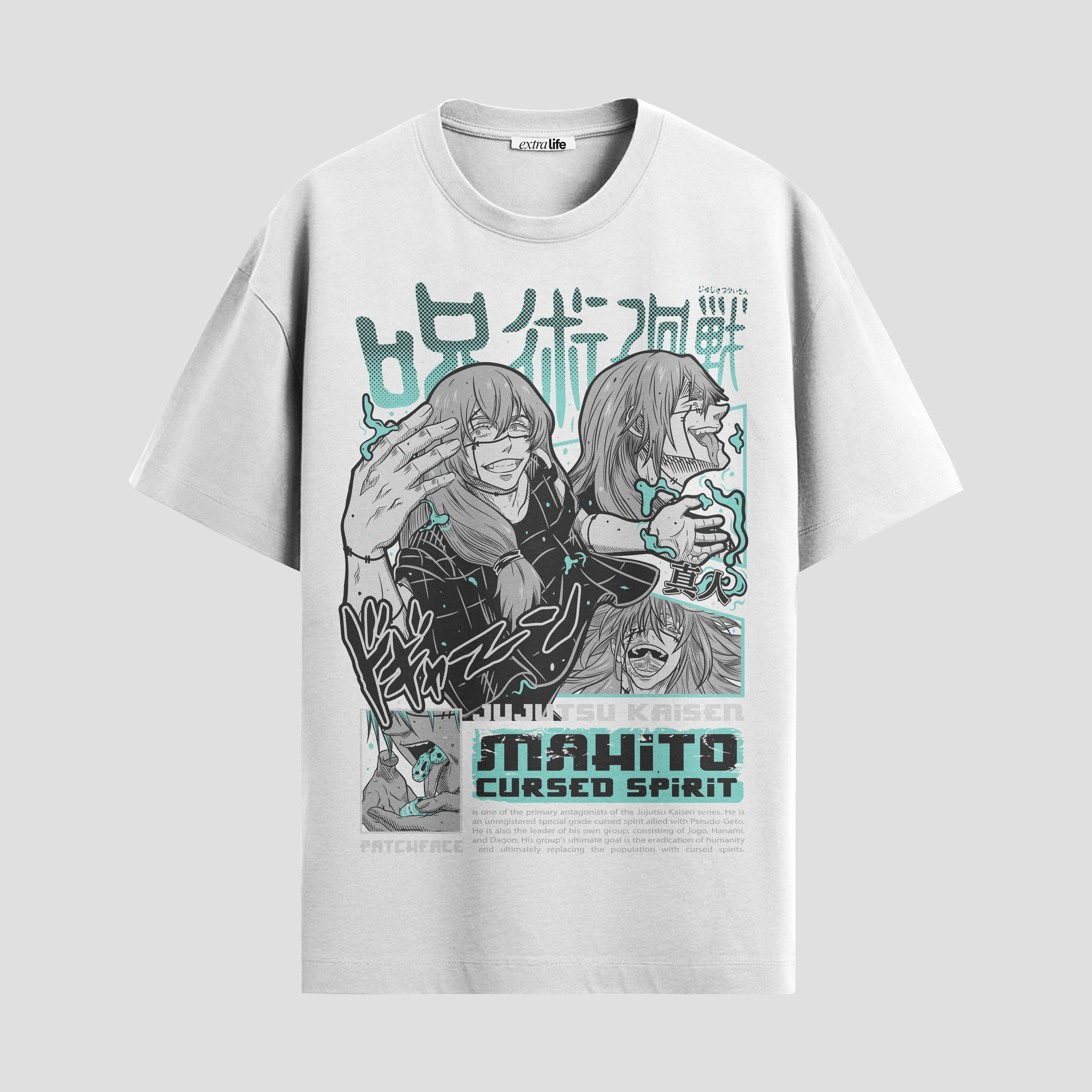 Playera urbana de anime y gaming ExtraLife MX, corte Standard Fit unisex ligero y transpirable en color Deep Black y Pure White, ropa de uso diario para gym y casual.