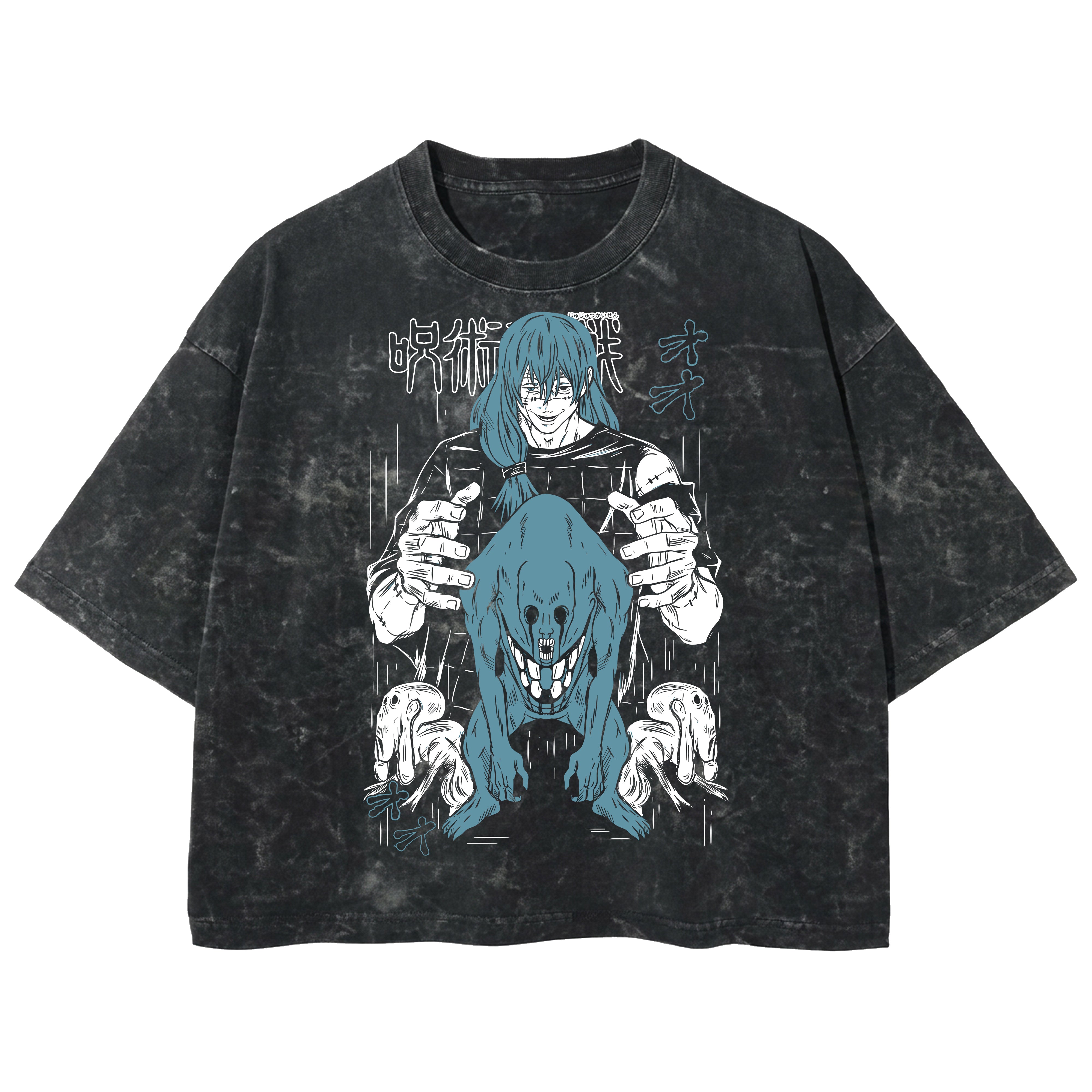 Playera streetwear premium de anime y gaming ExtraLife MX, corte boxy deluxe mineral wash heavyweight en color Acid Wash, moda urbana mexicana de culto.