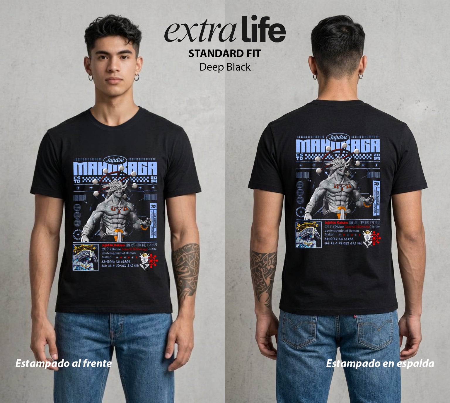 El Arte de las Maldiciones | La Adaptacion del Caos #01876 - Playera Standard Fit | Deep Black - Foto en modelo