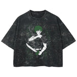 Playera streetwear premium de anime y gaming ExtraLife MX, corte boxy deluxe mineral wash heavyweight en color Acid Wash, moda urbana mexicana de culto.