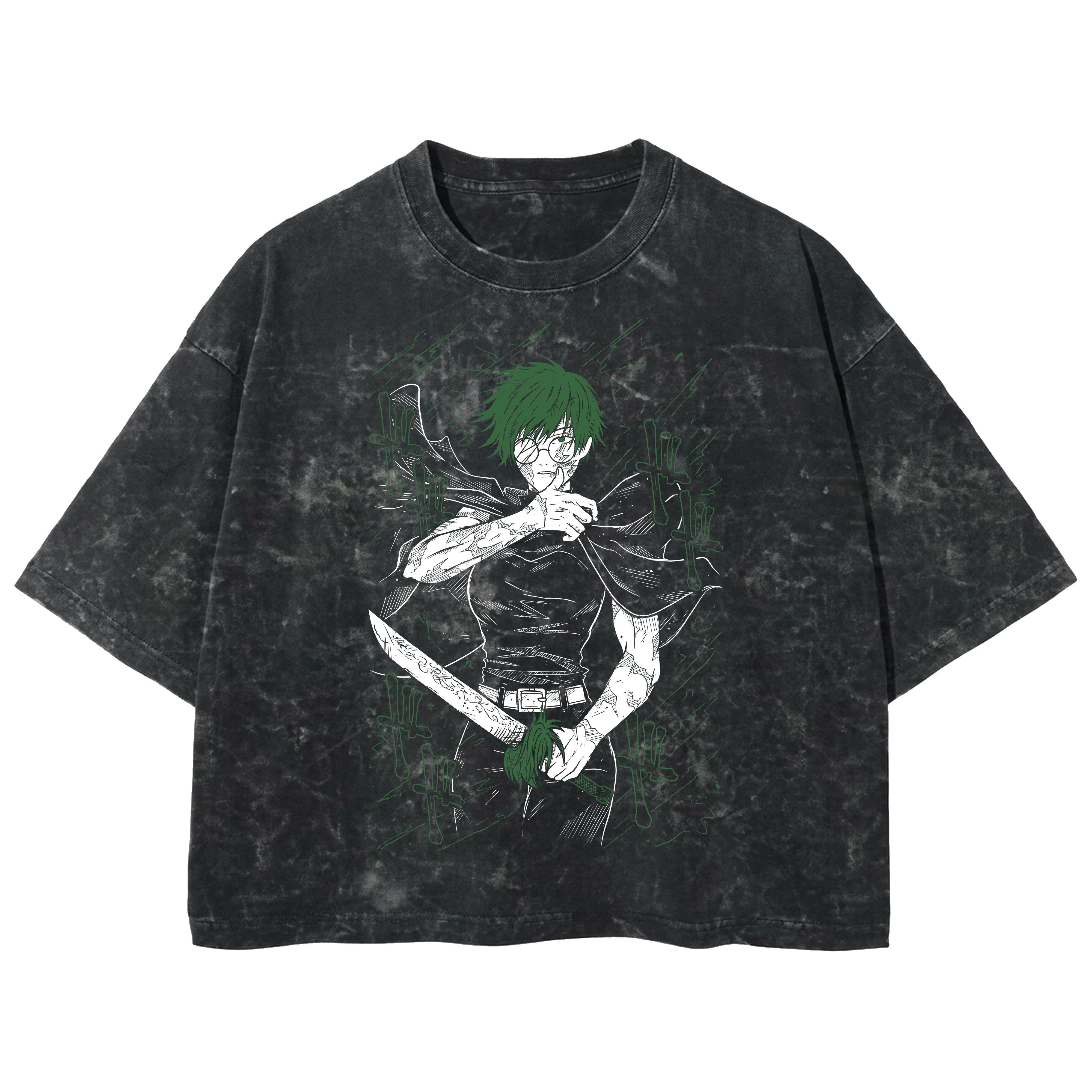 Playera streetwear premium de anime y gaming ExtraLife MX, corte boxy deluxe mineral wash heavyweight en color Acid Wash, moda urbana mexicana de culto.