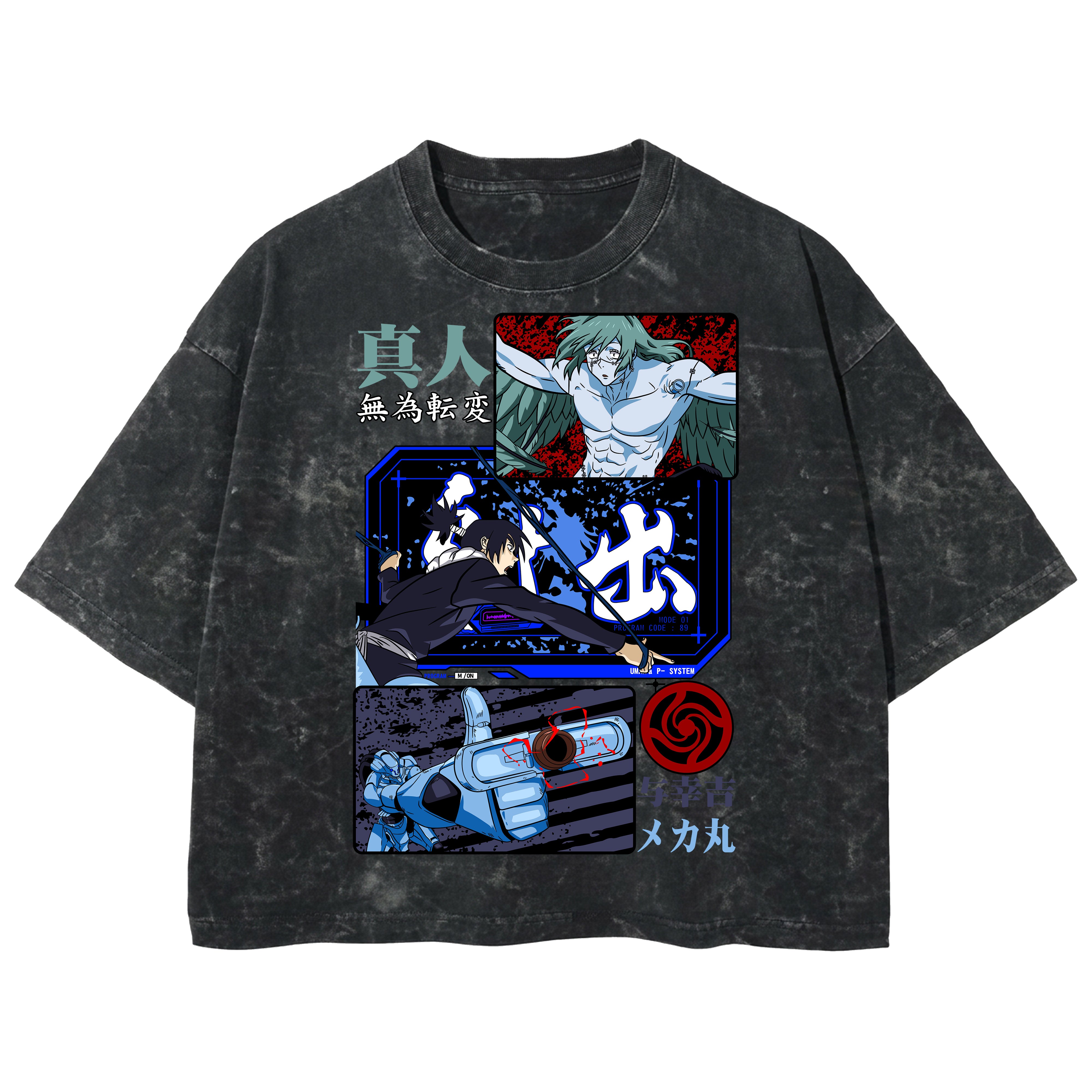 Playera streetwear premium de anime y gaming ExtraLife MX, corte boxy deluxe mineral wash heavyweight en color Acid Wash, moda urbana mexicana de culto.