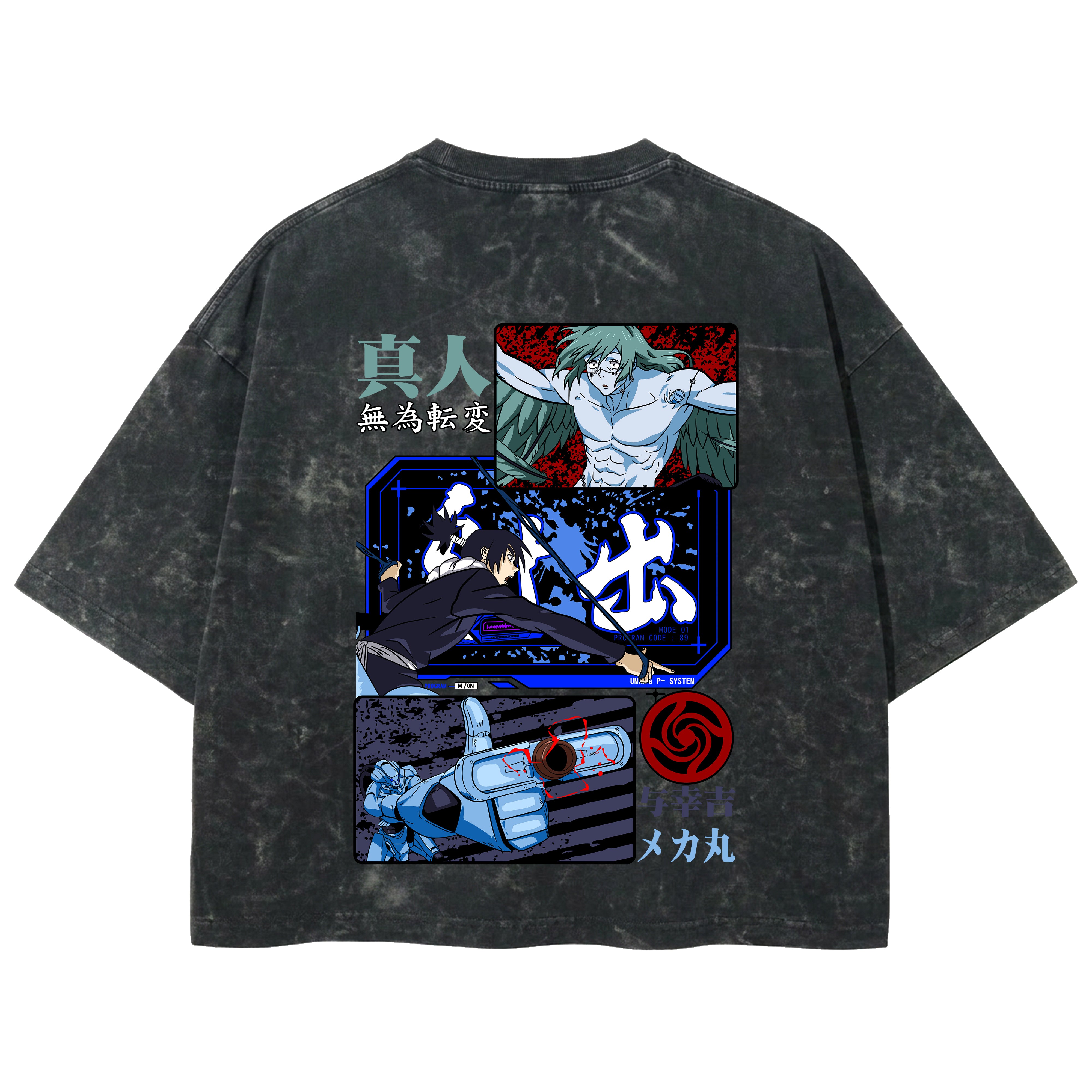 Playera streetwear premium de anime y gaming ExtraLife MX, corte boxy deluxe mineral wash heavyweight en color Acid Wash, moda urbana mexicana de culto.