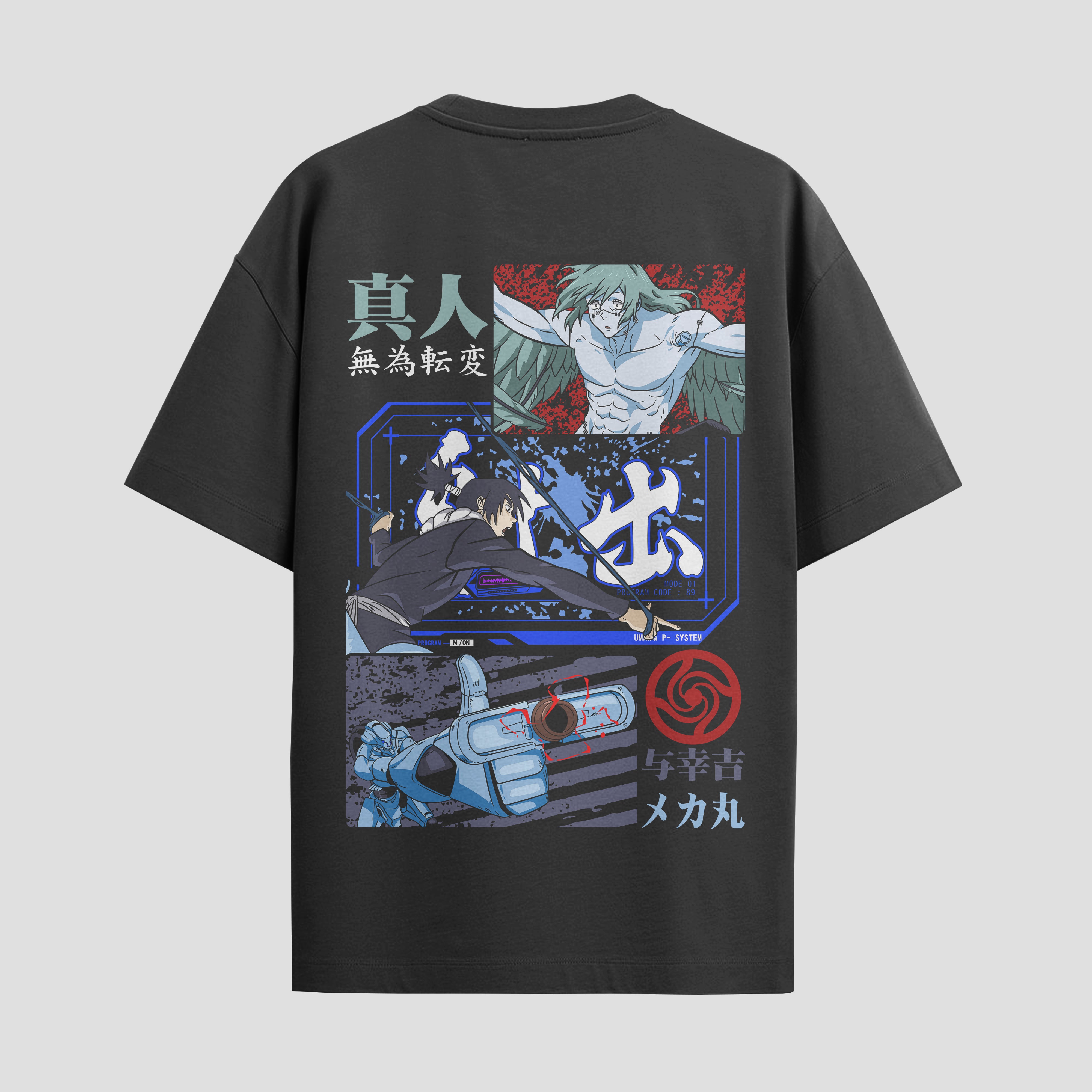 Playera urbana de anime y gaming ExtraLife MX, corte Standard Fit unisex ligero y transpirable en color Deep Black y Pure White, ropa de uso diario para gym y casual.