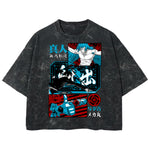 Playera streetwear premium de anime y gaming ExtraLife MX, corte boxy deluxe mineral wash heavyweight en color Acid Wash, moda urbana mexicana de culto.