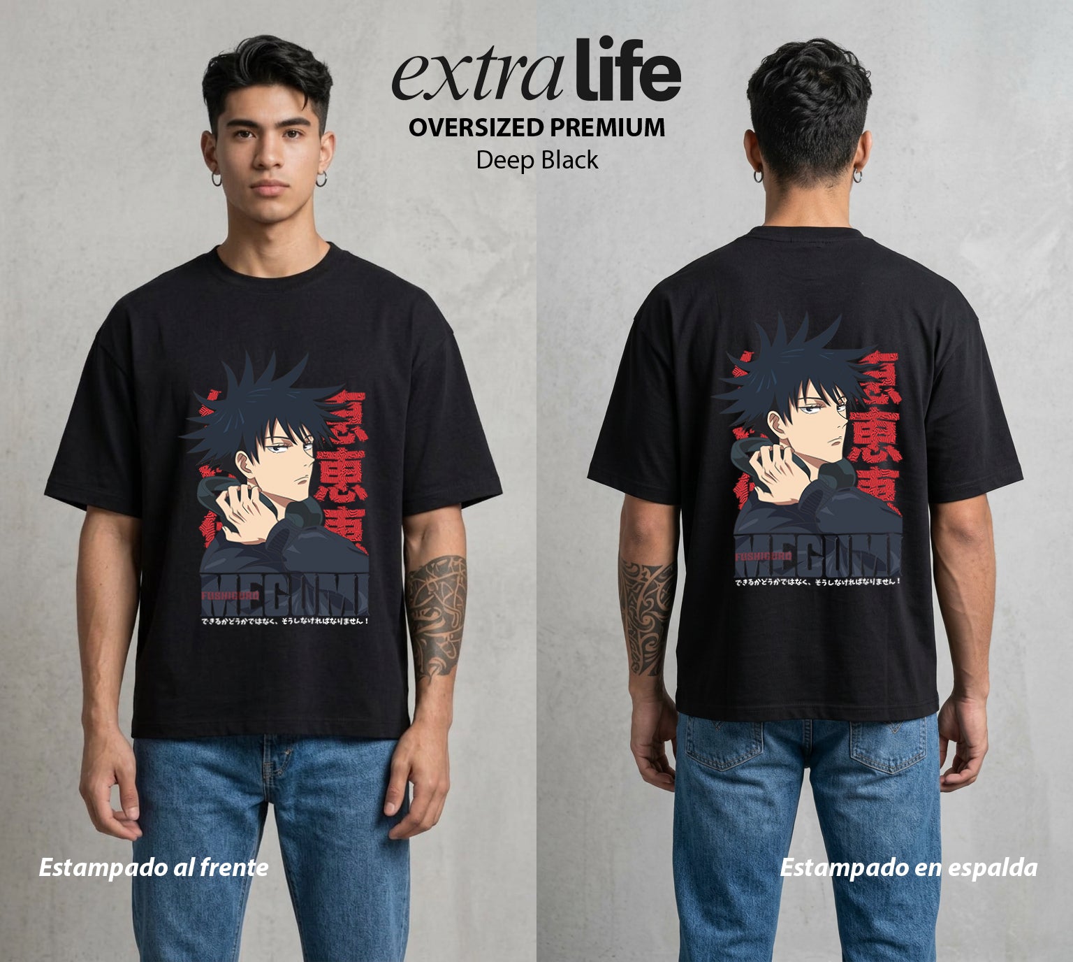El Arte de las Maldiciones | El Invocador de Sombras #01883 - Playera Oversized Premium | Deep Black - Foto en modelo
