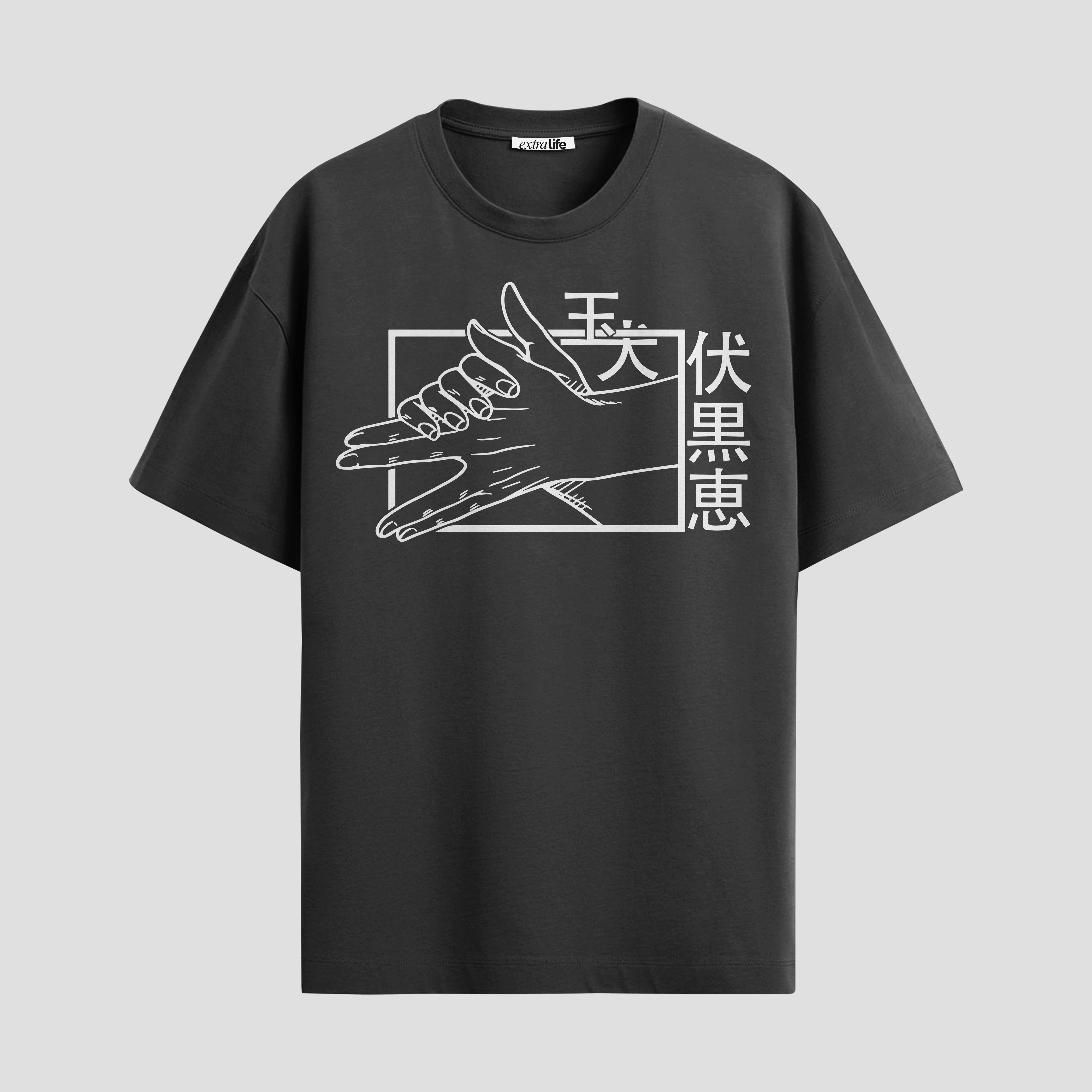 Playera urbana de anime y gaming ExtraLife MX, corte Standard Fit unisex ligero y transpirable en color Deep Black y Pure White, ropa de uso diario para gym y casual.