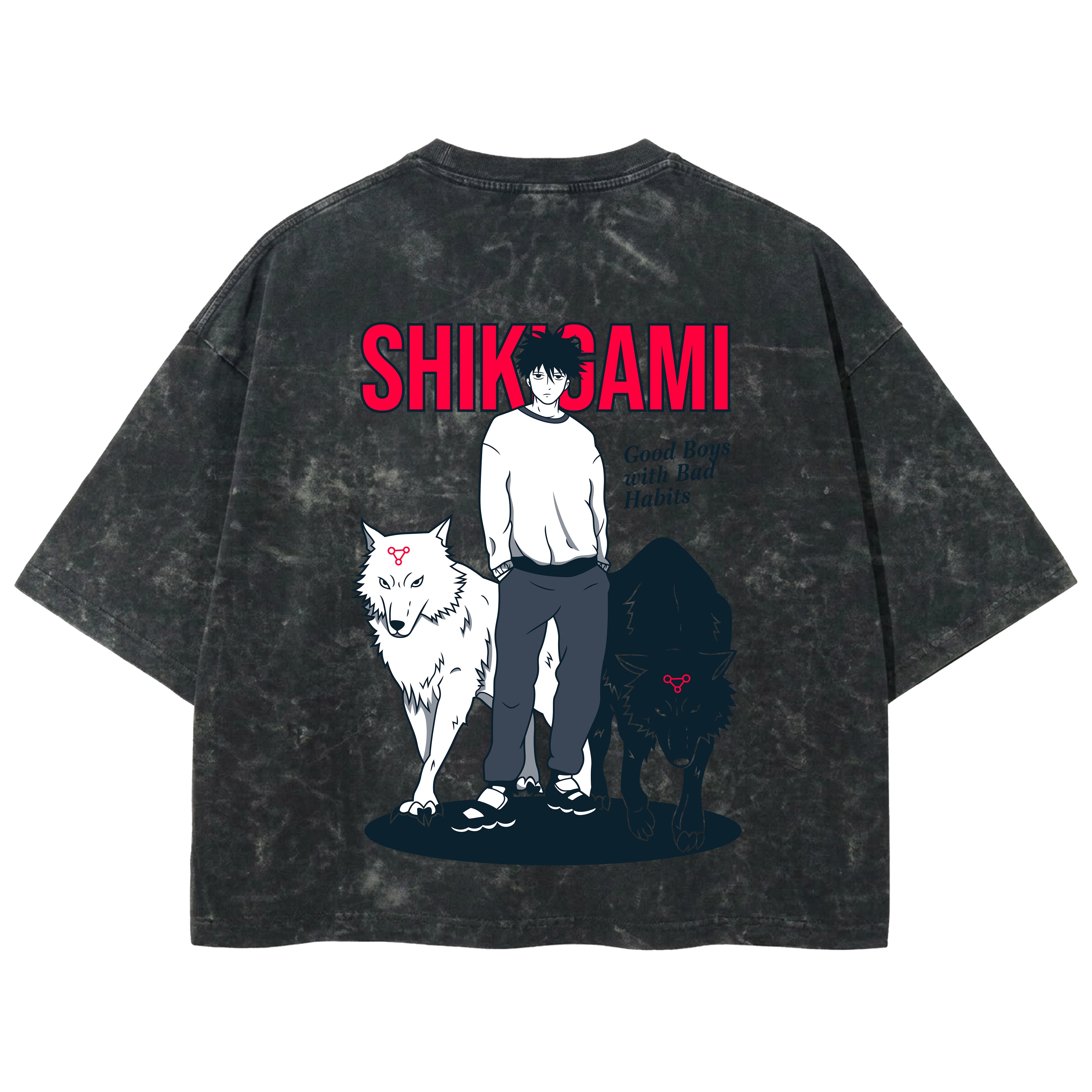 Playera streetwear premium de anime y gaming ExtraLife MX, corte boxy deluxe mineral wash heavyweight en color Acid Wash, moda urbana mexicana de culto.