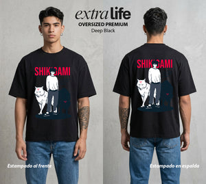 El Arte de las Maldiciones | El Invocador de Sombras #01888 - Playera Oversized Premium | Deep Black - Foto en modelo