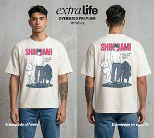 El Arte de las Maldiciones | El Invocador de Sombras #01888 - Playera Oversized Premium | Off White - Foto en modelo