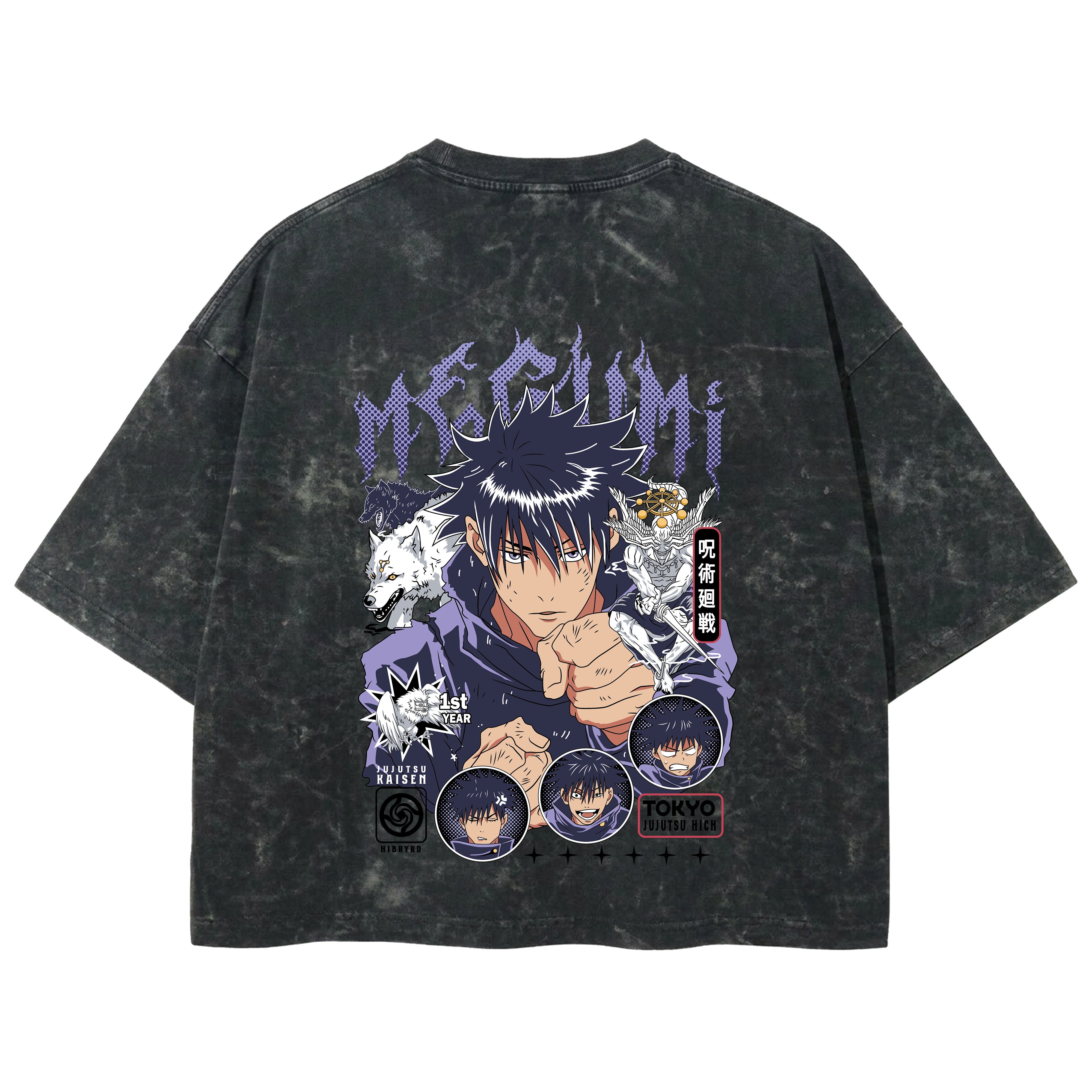 Playera streetwear premium de anime y gaming ExtraLife MX, corte boxy deluxe mineral wash heavyweight en color Acid Wash, moda urbana mexicana de culto.