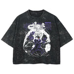Playera streetwear premium de anime y gaming ExtraLife MX, corte boxy deluxe mineral wash heavyweight en color Acid Wash, moda urbana mexicana de culto.