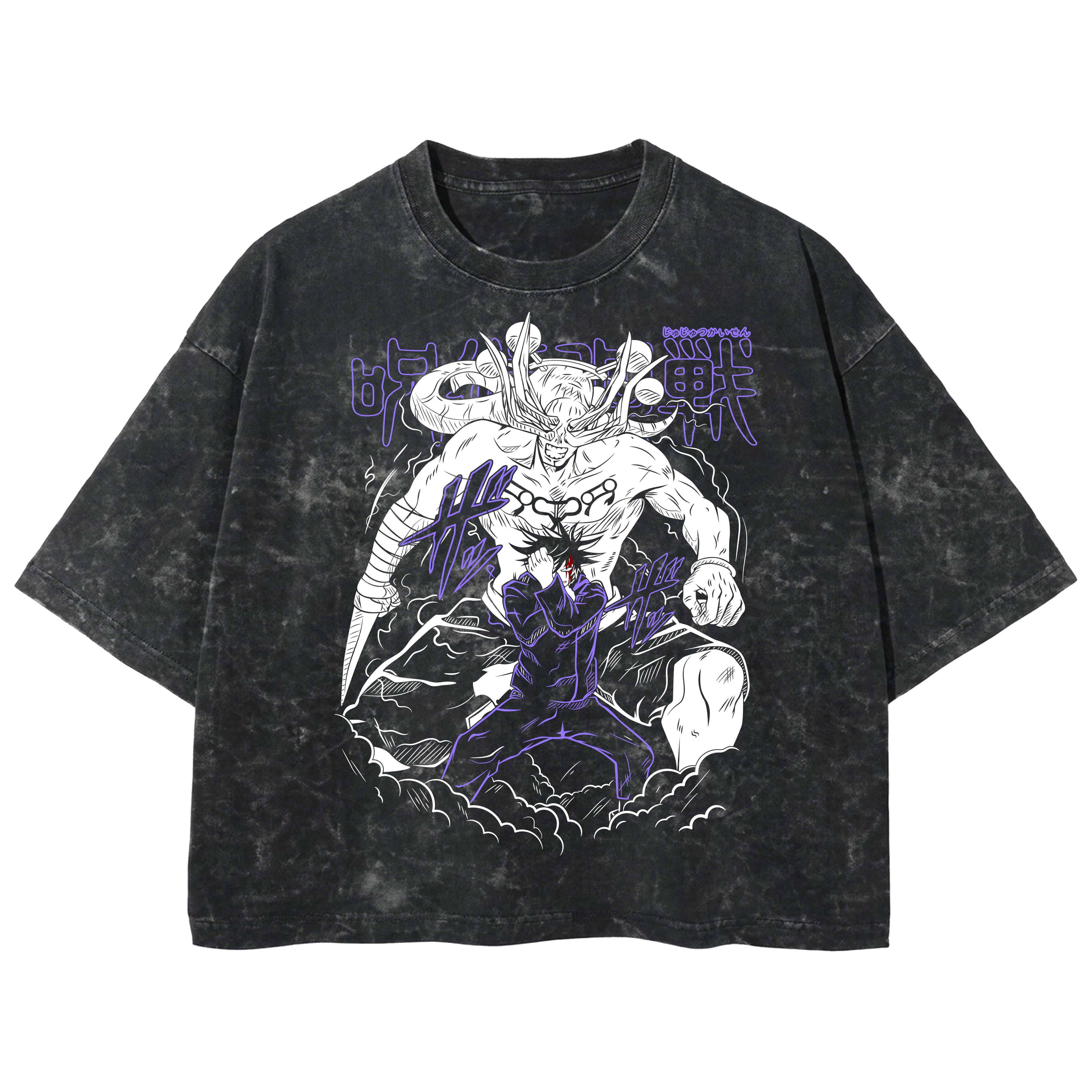 Playera streetwear premium de anime y gaming ExtraLife MX, corte boxy deluxe mineral wash heavyweight en color Acid Wash, moda urbana mexicana de culto.
