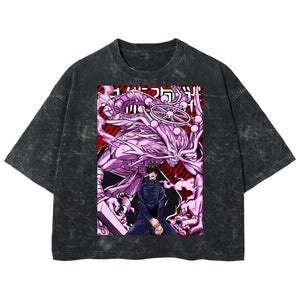 Playera streetwear premium de anime y gaming ExtraLife MX, corte boxy deluxe mineral wash heavyweight en color Acid Wash, moda urbana mexicana de culto.