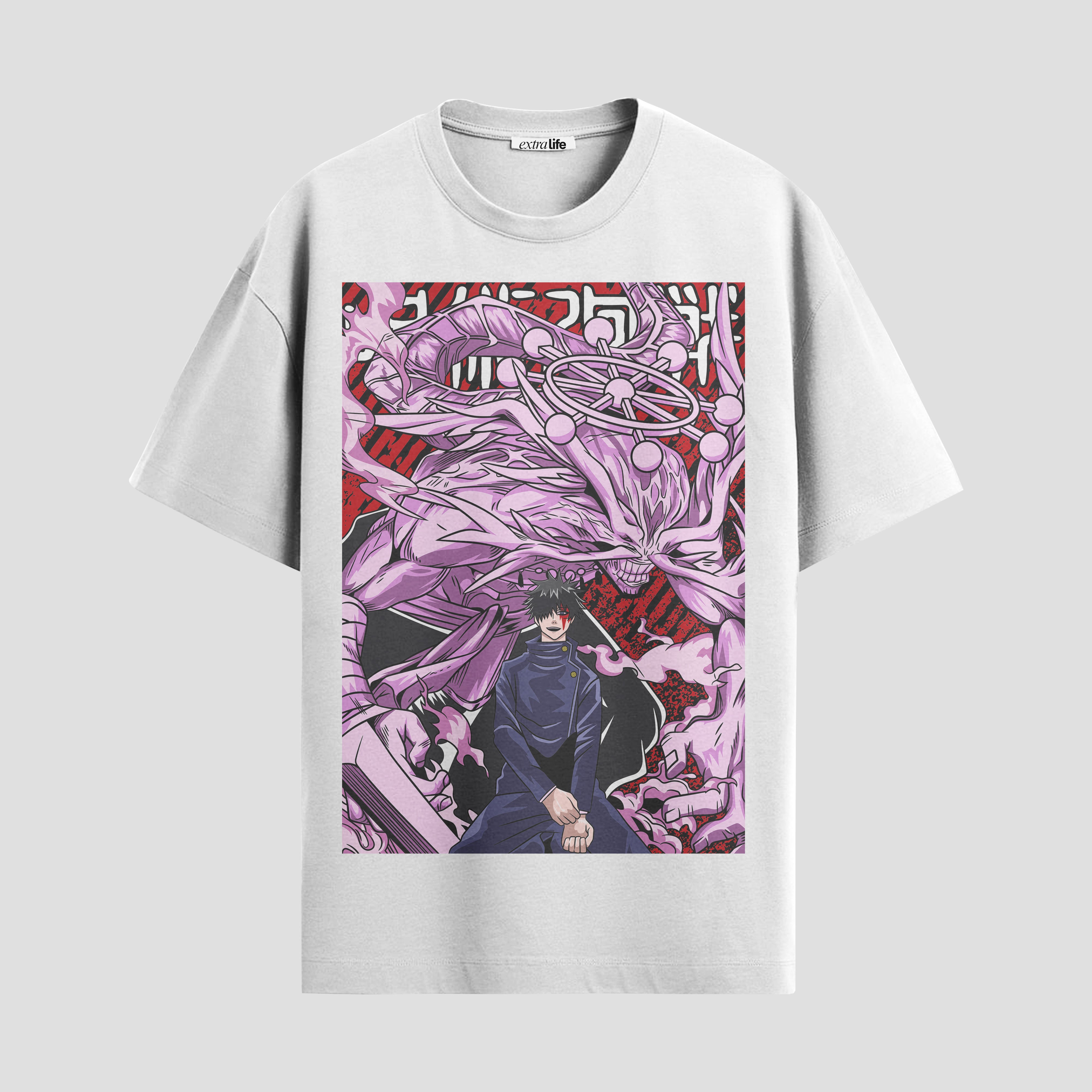 Playera urbana de anime y gaming ExtraLife MX, corte Standard Fit unisex ligero y transpirable en color Deep Black y Pure White, ropa de uso diario para gym y casual.