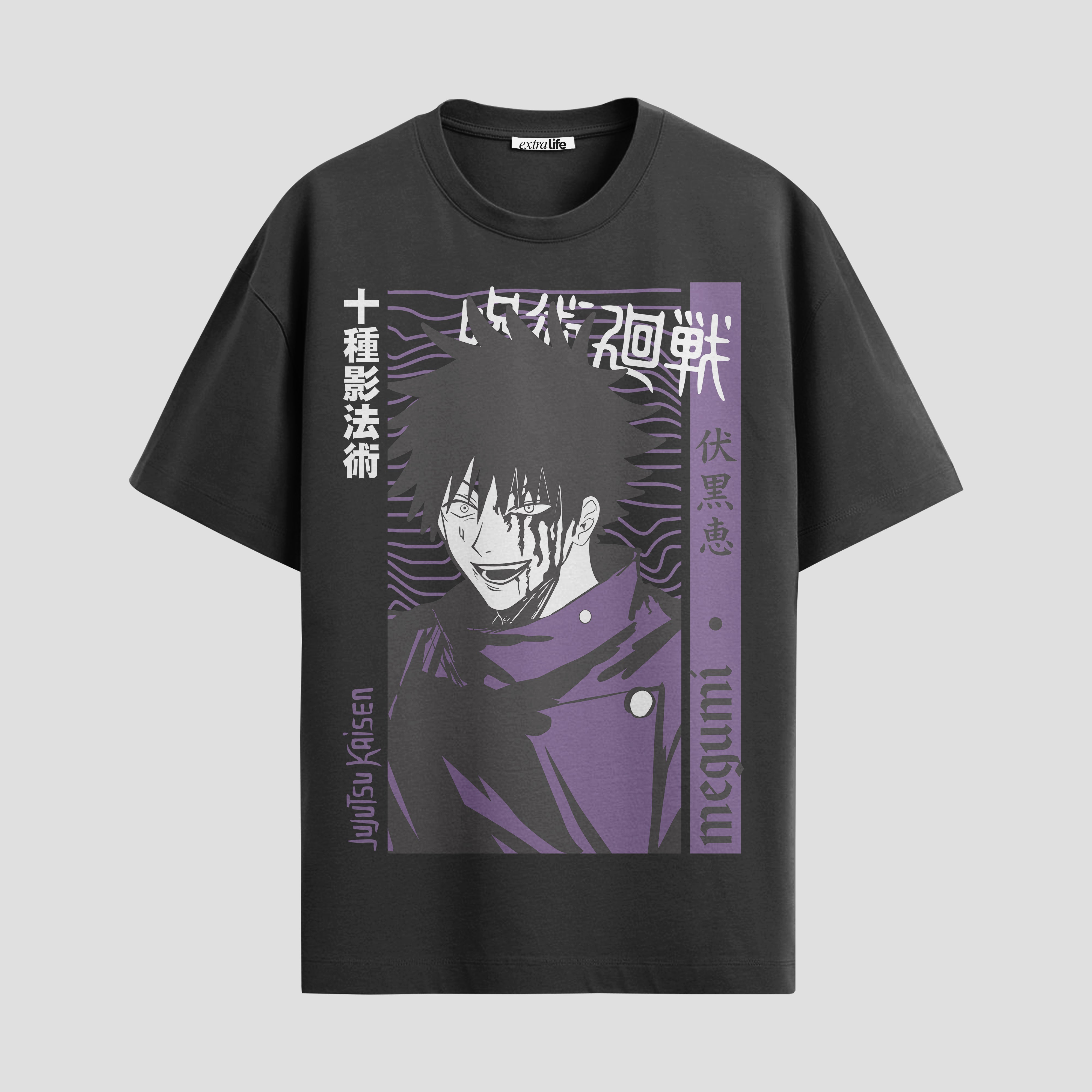 Playera urbana de anime y gaming ExtraLife MX, corte Standard Fit unisex ligero y transpirable en color Deep Black y Pure White, ropa de uso diario para gym y casual.