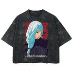 Playera streetwear premium de anime y gaming ExtraLife MX, corte boxy deluxe mineral wash heavyweight en color Acid Wash, moda urbana mexicana de culto.
