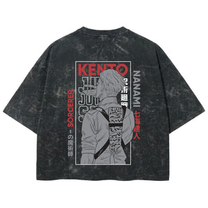 Playera streetwear premium de anime y gaming ExtraLife MX, corte boxy deluxe mineral wash heavyweight en color Acid Wash, moda urbana mexicana de culto.