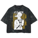 Playera streetwear premium de anime y gaming ExtraLife MX, corte boxy deluxe mineral wash heavyweight en color Acid Wash, moda urbana mexicana de culto.