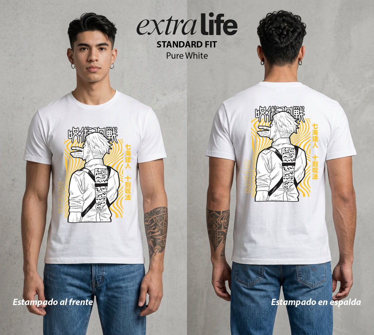 El Arte de las Maldiciones | Nueve a Cinco y Mas #01897 - Playera Classic Premium | Pure White - Foto en modelo
