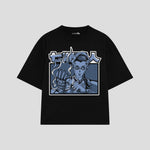 Playera streetwear premium de anime y gaming ExtraLife MX, corte oversized drop shoulder ligero y fresco en color Deep Black y Off-White, moda urbana mexicana de culto.