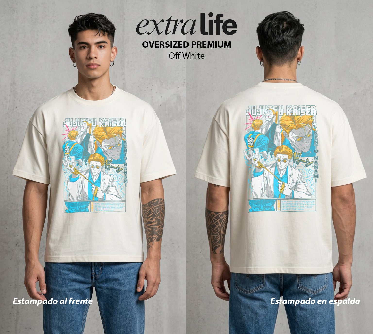 El Arte de las Maldiciones | Trabajo y Deber #01899 - Playera Oversized Premium | Off White - Foto en modelo