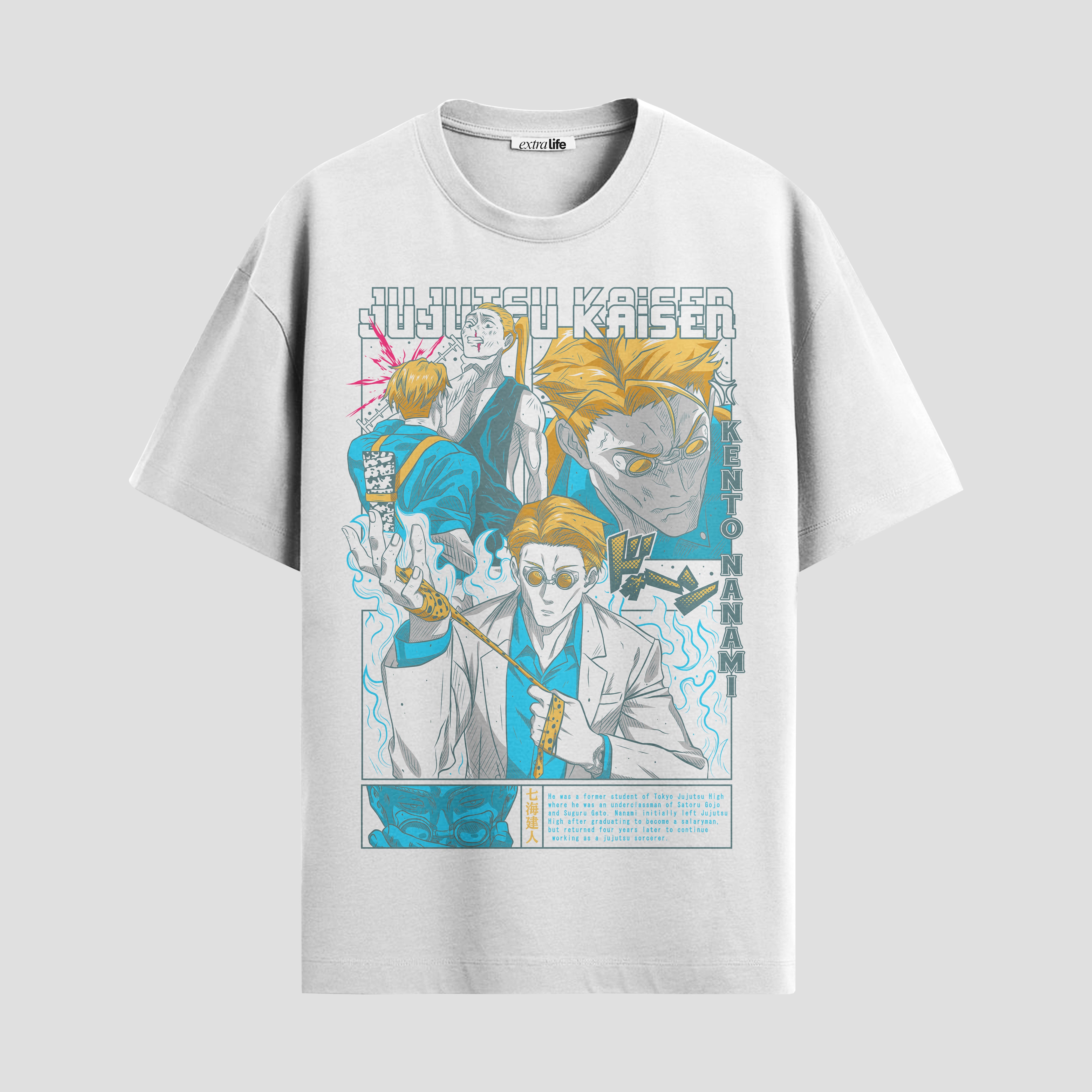 Playera urbana de anime y gaming ExtraLife MX, corte Standard Fit unisex ligero y transpirable en color Deep Black y Pure White, ropa de uso diario para gym y casual.