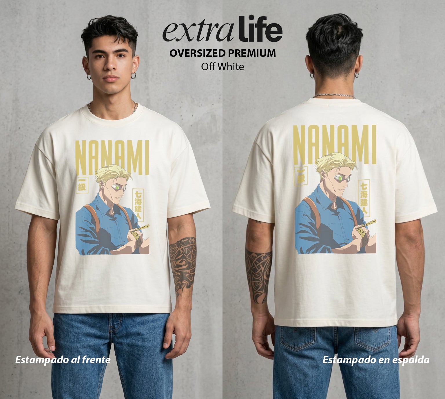 El Arte de las Maldiciones | El Hombre de Corbata #01900 - Playera Oversized Premium | Off White - Foto en modelo