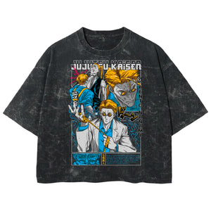 Playera streetwear premium de anime y gaming ExtraLife MX, corte boxy deluxe mineral wash heavyweight en color Acid Wash, moda urbana mexicana de culto.