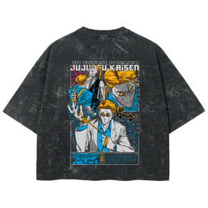 Playera streetwear premium de anime y gaming ExtraLife MX, corte boxy deluxe mineral wash heavyweight en color Acid Wash, moda urbana mexicana de culto.