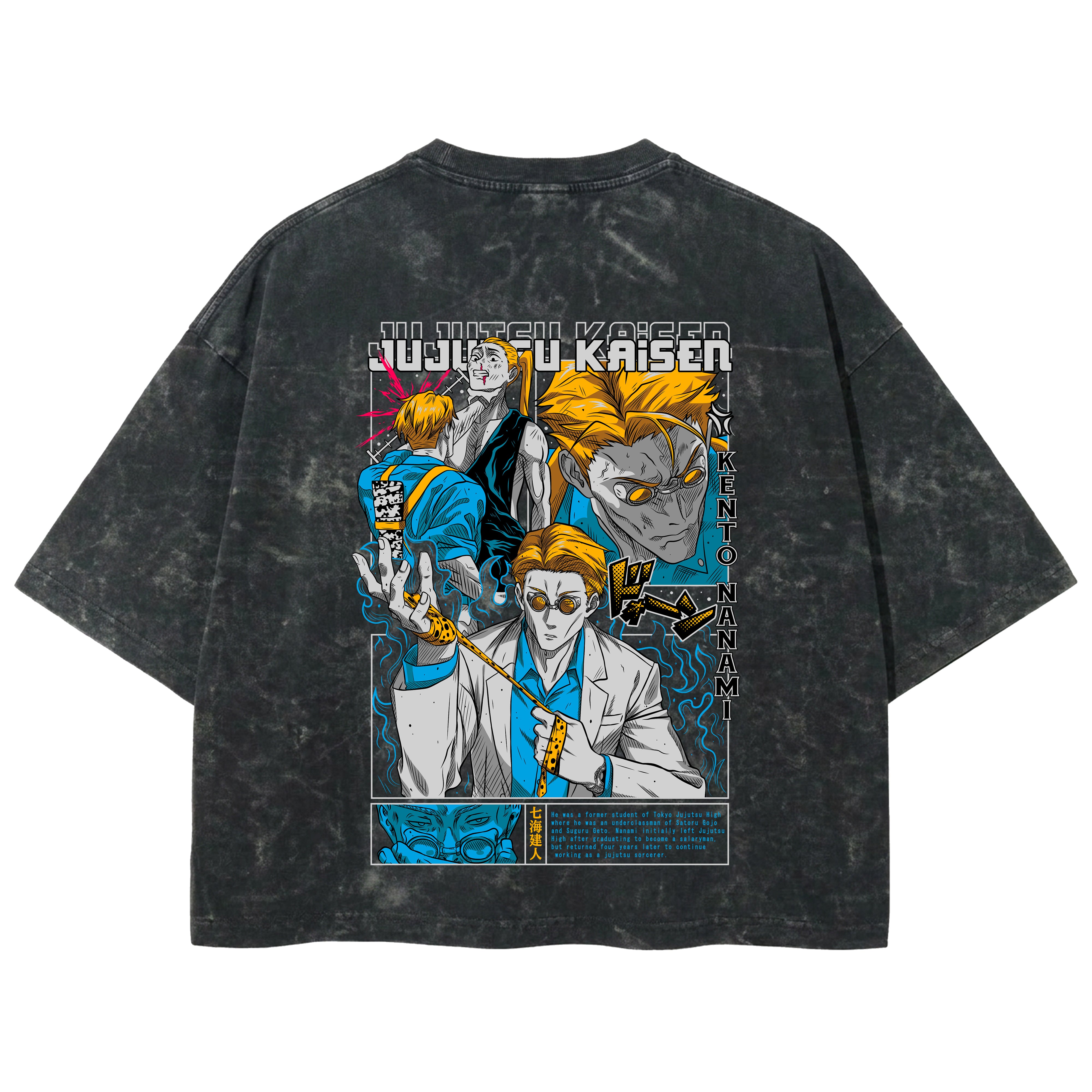 Playera streetwear premium de anime y gaming ExtraLife MX, corte boxy deluxe mineral wash heavyweight en color Acid Wash, moda urbana mexicana de culto.