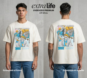 El Arte de las Maldiciones | El de Corbata y Filo #01901 - Playera Oversized Premium | Off White - Foto en modelo
